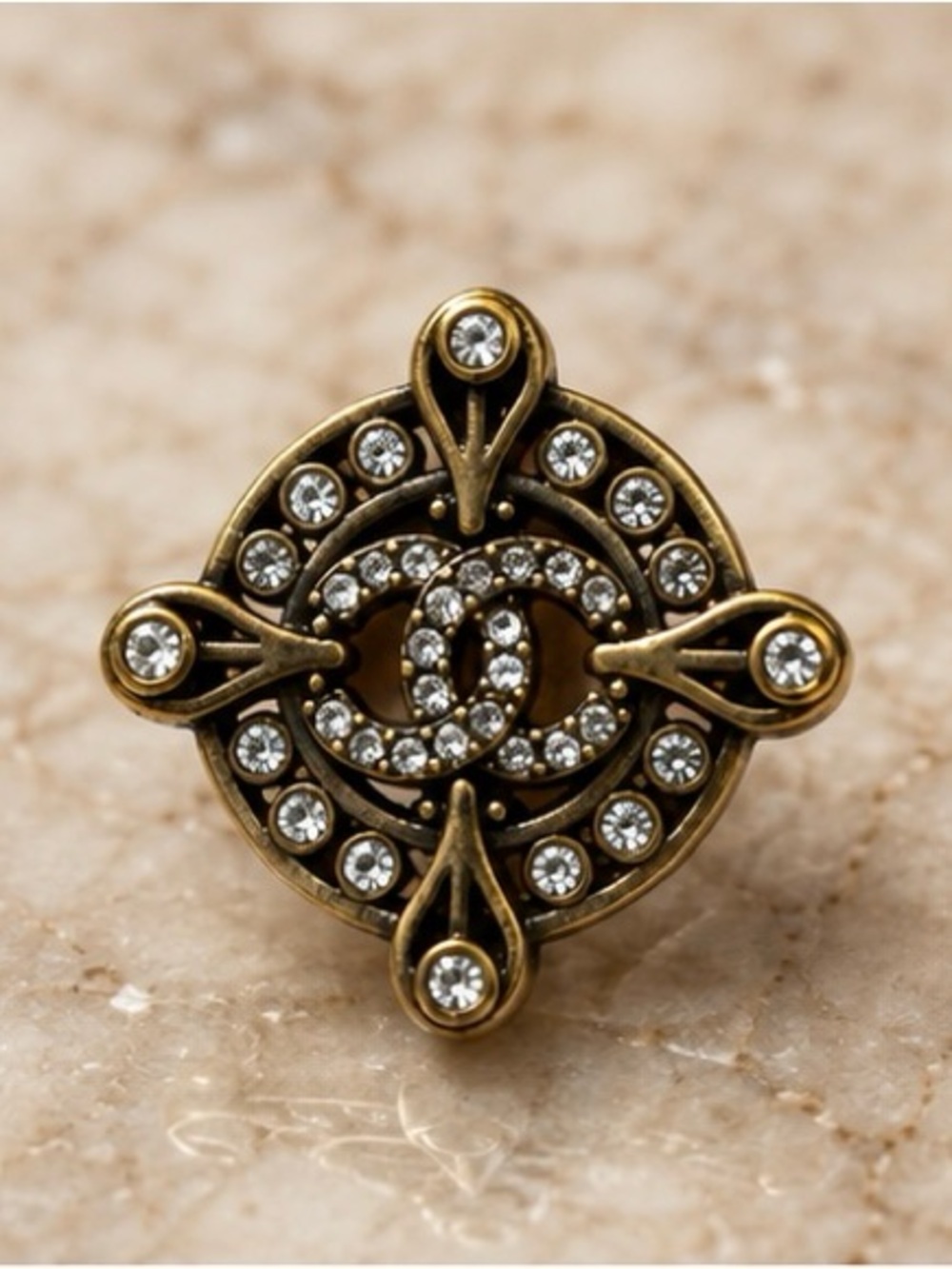 Antique Gold Tone Crystal Statement Stud Earrings